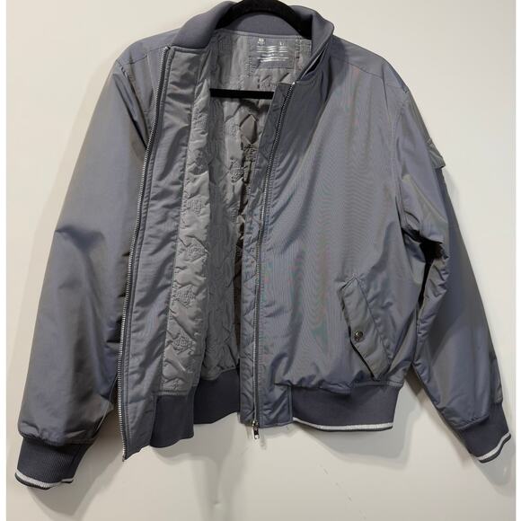 Rydell Bomber Jacket Alpha Prime Slim Silver Y2K Preppy Festival Women Large - Picture 9 of 10
